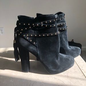 Leather and suede gold studded Booties